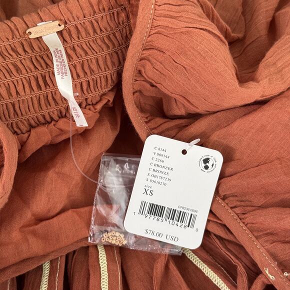 Free People Joelle Tunic Womens XS Boho Babydoll Mini Dress Flutter Festival New - Picture 3 of 12